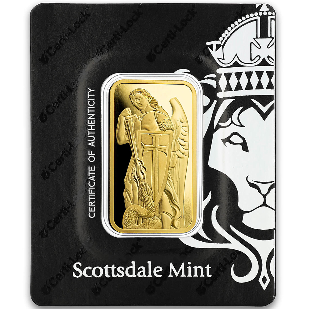 1 oz Scottsdale Archangel Michael Gold Bar (New) - Image 3