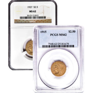 Pre-33 .50 Indian Gold Quarter Eagle Coin (MS62, PCGS or NGC)