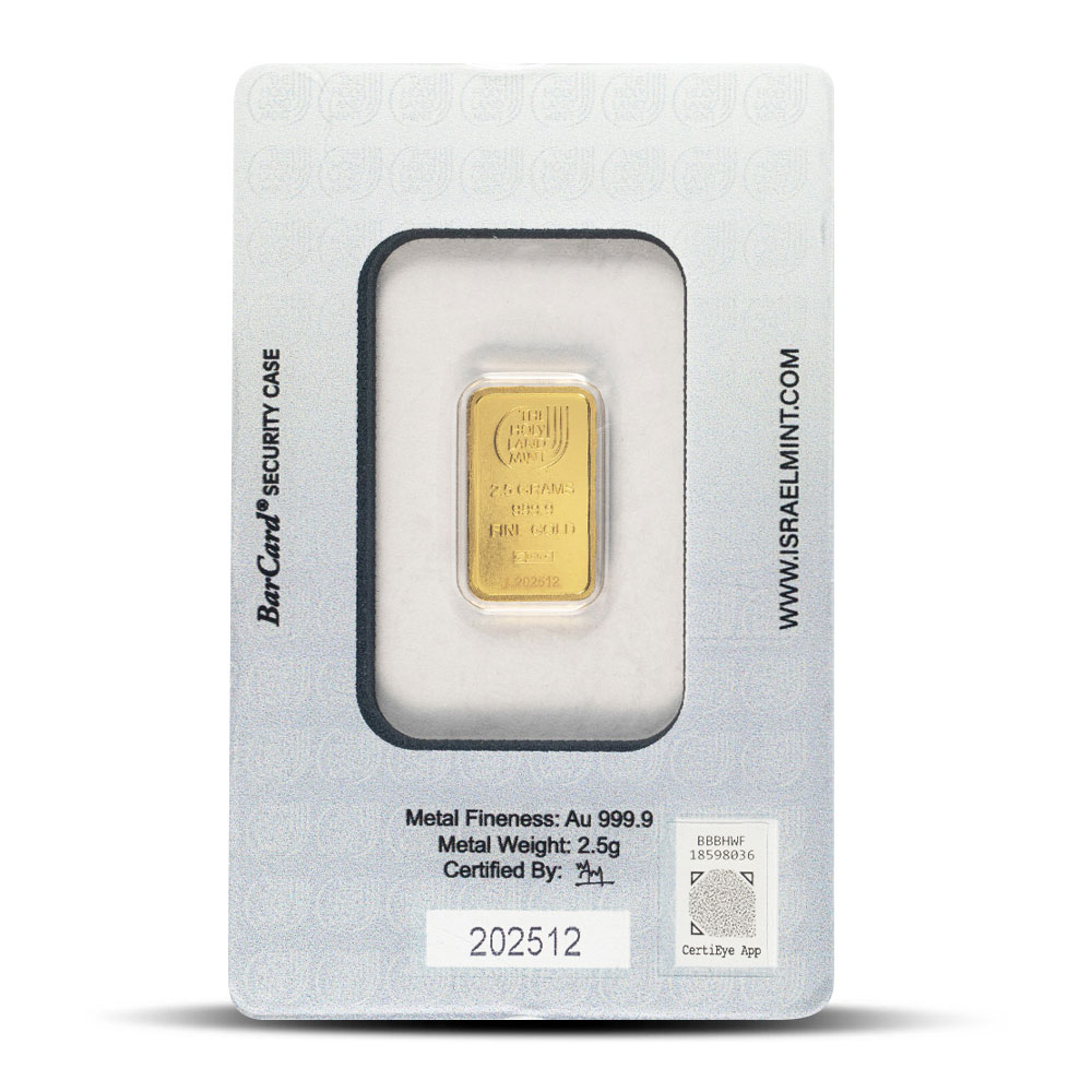 2.5 Gram The Holy Land Mint Gold Bar (New w/ Assay) - Image 2