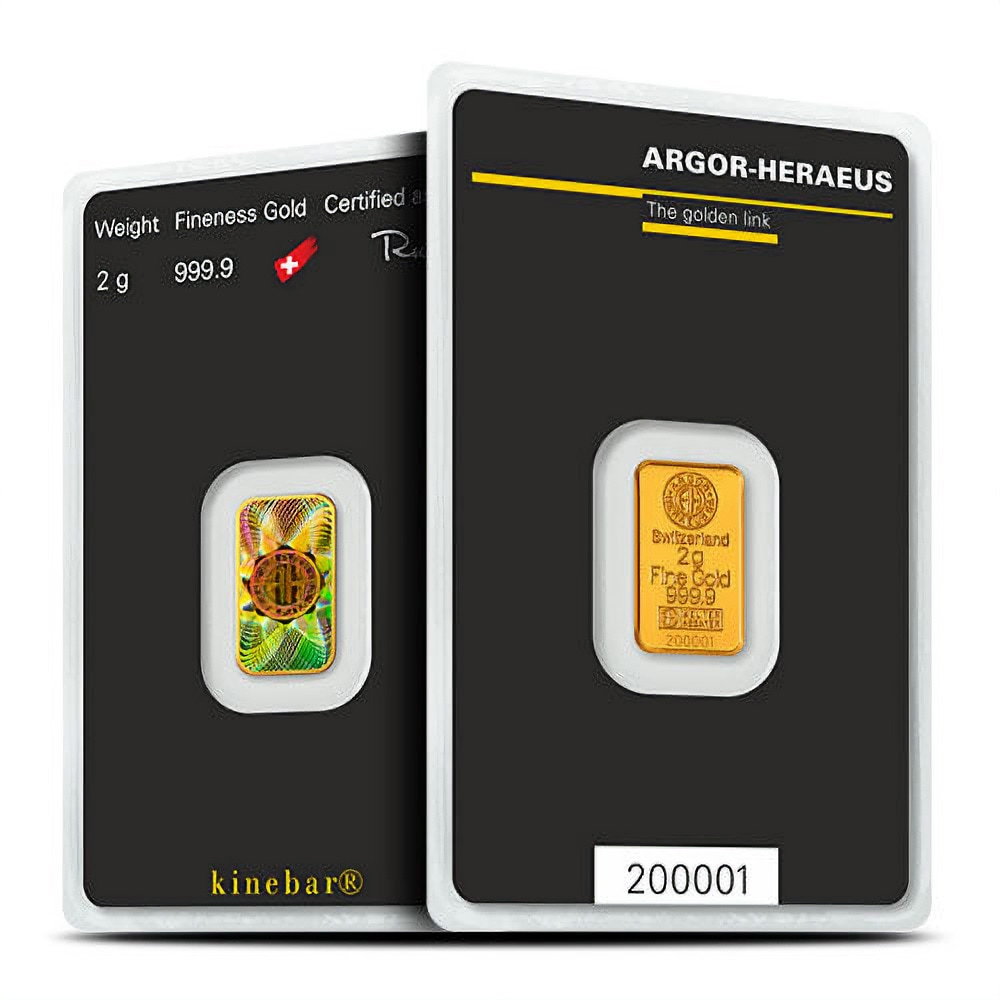 2 Gram Argor Heraeus Kinebar Gold Bar (New w/ Assay) - Image 3
