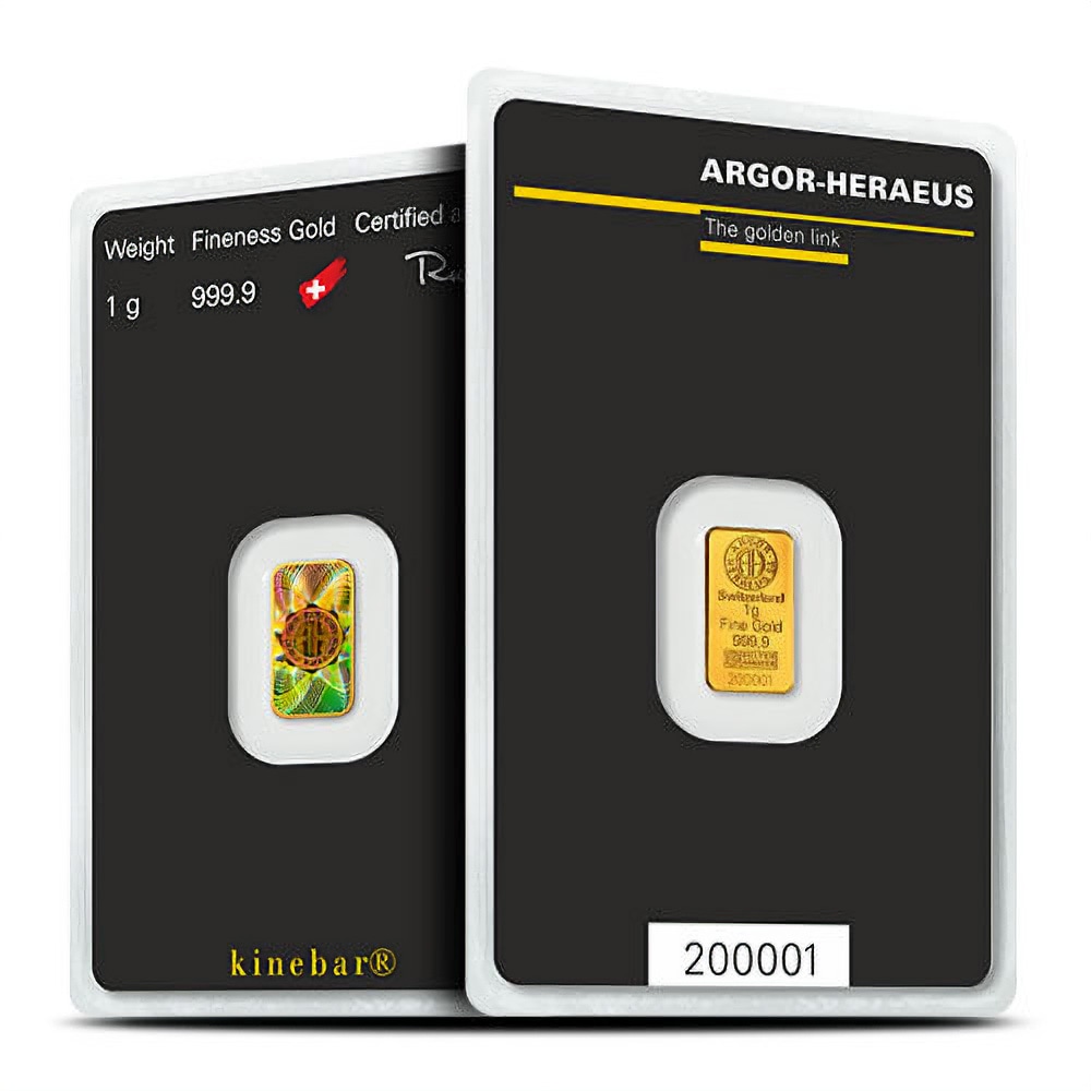 1 Gram Argor Heraeus Kinebar Gold Bar (New w/ Assay) - Image 3