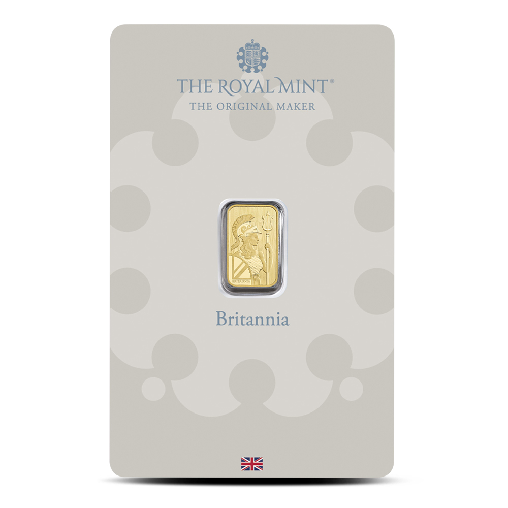 1 Gram British Gold Britannia Bar (New w/ Assay)