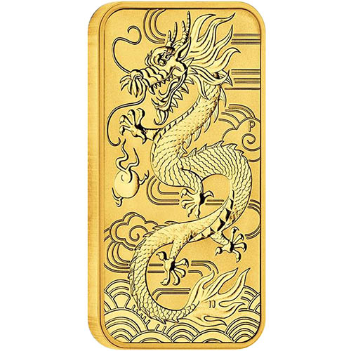 2018 1 oz Australian Rectangular Gold Dragon Coin (BU)